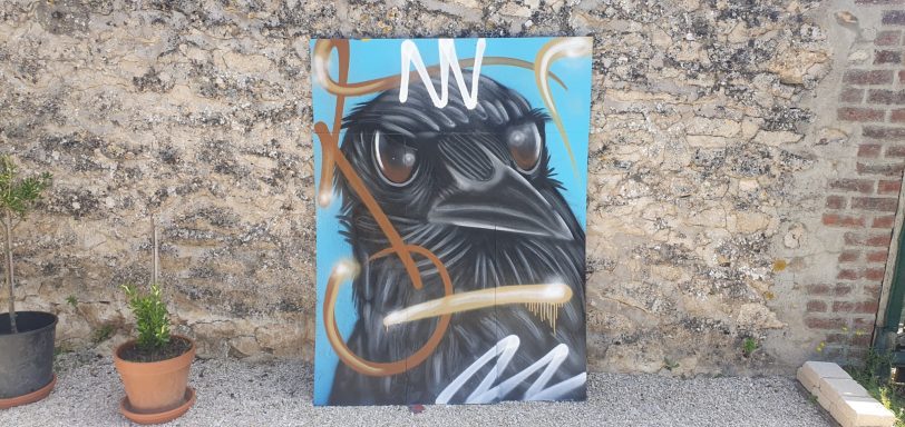 Portrait d'un corbeau qui est le première animal à plume que j'ai réalisé. 